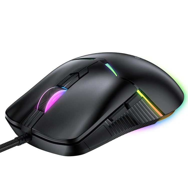 ماوس الألعاب السلكي Onikuma CW929، اتصال USB، 6400 نقطة في البوصة، إضاءة RGB، كابل 1.6 متر - أسود