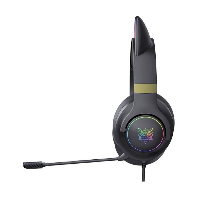 سماعات رأس سلكية للألعاب Onikuma X30 بمنفذ USB وإضاءة RGB مقاس 3.5 مم وصوت محيطي ستيريو وكابل بطول 2.1 متر - أسود