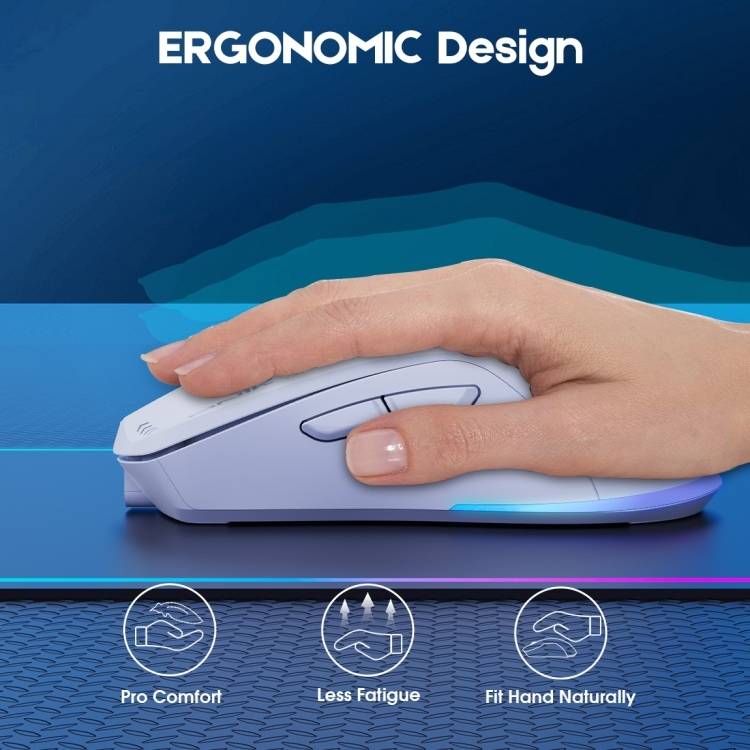ONIKUMA CW917 Dual-Mode Gaming Mouse with RGB Lighting, 4800 DPI, and 2.4G + USB Connection – White