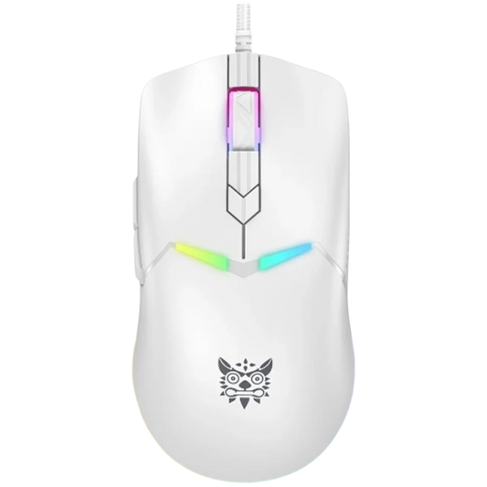 Onikuma CW929 Wired Gaming Mouse USB Connection 6400 DPI RGB Light 1.6 Meter Cable - White