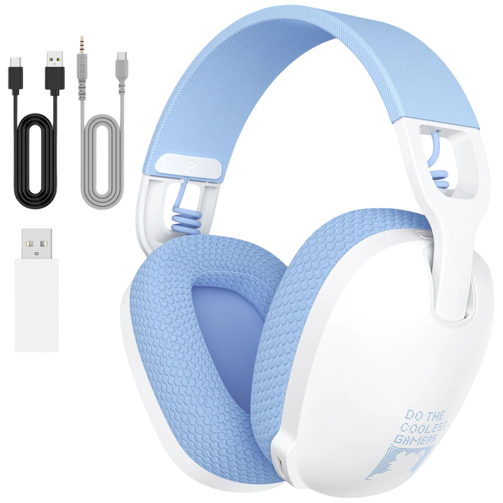 ONIKUMA B2 Wireless Headset with 2.4G and Bluetooth 5.3 Dual-Mode, IPX5 Waterproof Design, and 25-Hour Battery – White