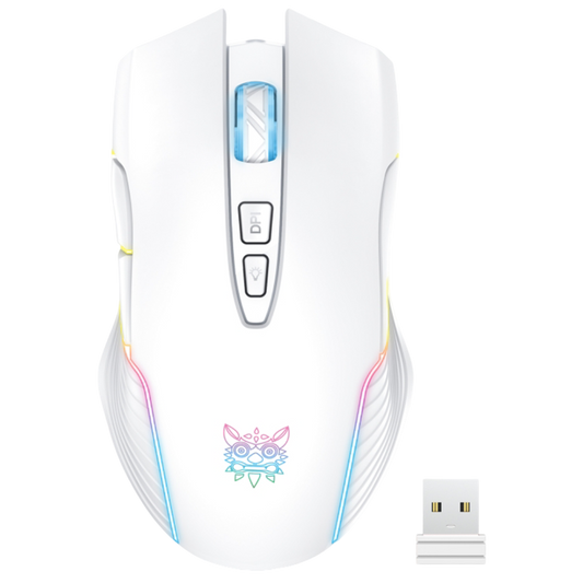 ONIKUMA CW905 Wireless Gaming Mouse with 2.4GHz USB Connection, RGB Lighting, and 3600 DPI – White