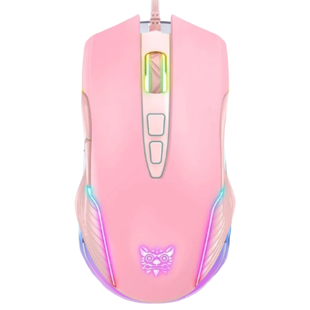 ONIKUMA CW905 Wired Gaming Mouse with RGB Lighting, 6400 DPI, 7 Buttons, USB Connection, and 1.5m Cable – Pink