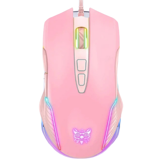 ONIKUMA CW905 Wired Gaming Mouse with RGB Lighting, 6400 DPI, 7 Buttons, USB Connection, and 1.5m Cable – Pink