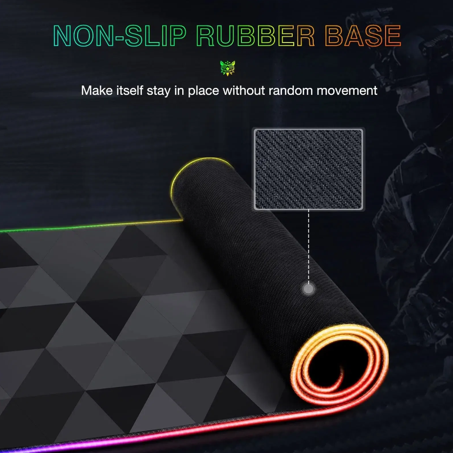 لوحة ماوس ألعاب ONIKUMA MP006 RGB بقاعدة مطاطية مانعة للانزلاق - 800×300×4 مم - أسود