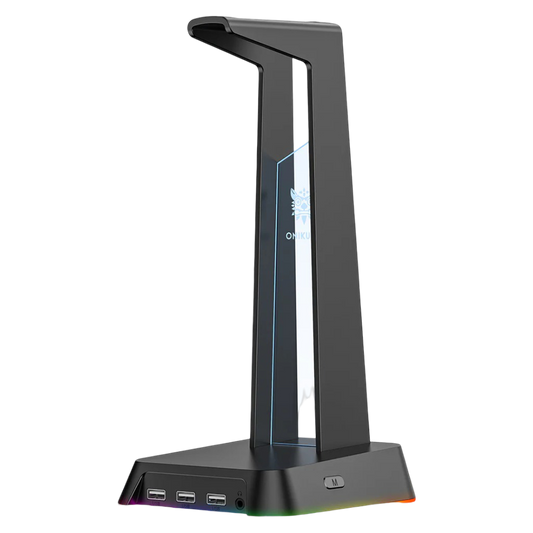 ONIKUMA ST-2 RGB Gaming Headphone Stand with 3 USB Ports and 3.5mm AUX, 384g – Black