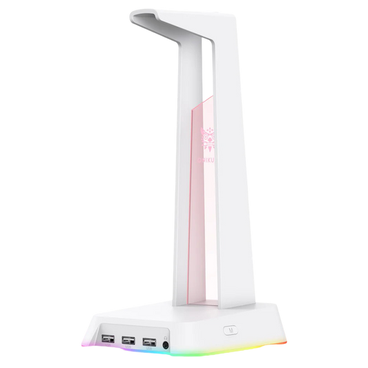 ONIKUMA ST-2 RGB Gaming Headphone Stand with 3 USB Ports and 3.5mm AUX, 384g – White