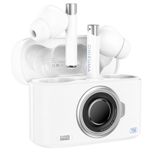 ONIKUMA T18 Wireless Gaming Earbuds with Bluetooth 5.3, Noise Isolation, Type-C Charging, and 8-Hour Battery – White