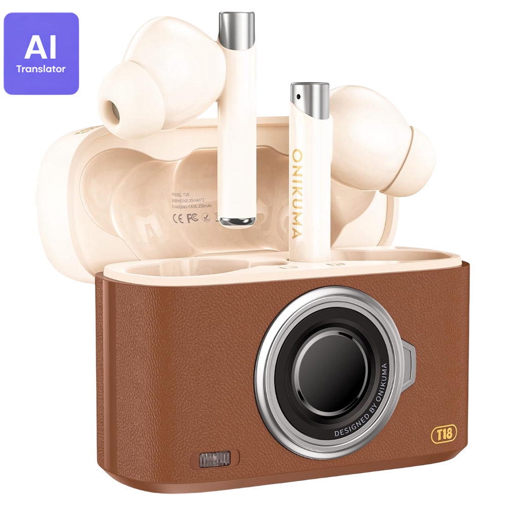 Onikuma T18 Wireless Gaming Earbuds Bluetooth 5.3 Noise Isolation-Live Translation With Type-C Charging 8 Hour Battery - Brown