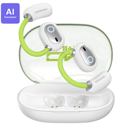 Onikuma T25 Wireless Earbuds Bluetooth 5.4 Open-Ear Design Live Translation With 6 Hour Battery - White