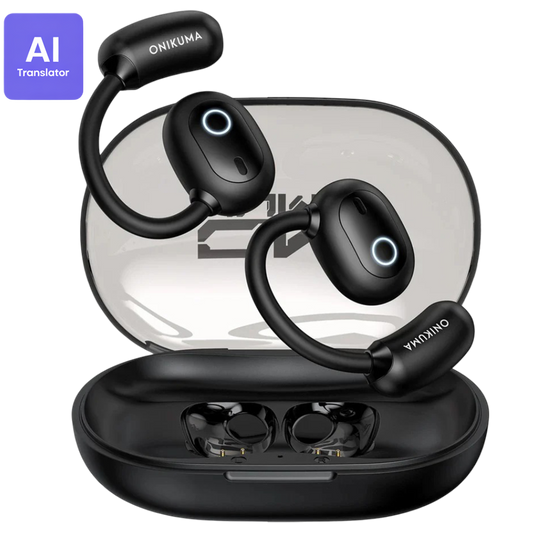 Onikuma T25 Wireless Earbuds Bluetooth 5.4 Open-Ear Design Live Translation With 6 Hour Battery - Black