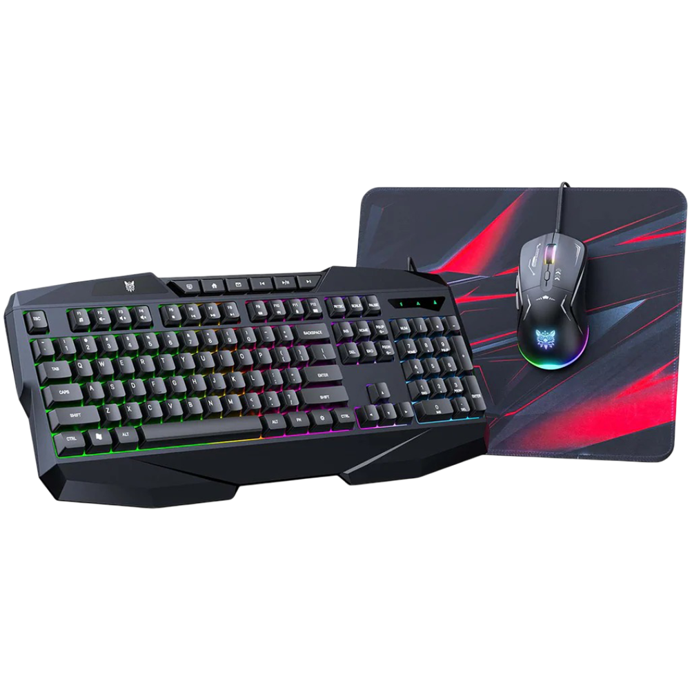 ONIKUMA TZ3006 3-in-1 Gaming Combo with RGB Keyboard, USB Mouse, and Mouse Pad – Black