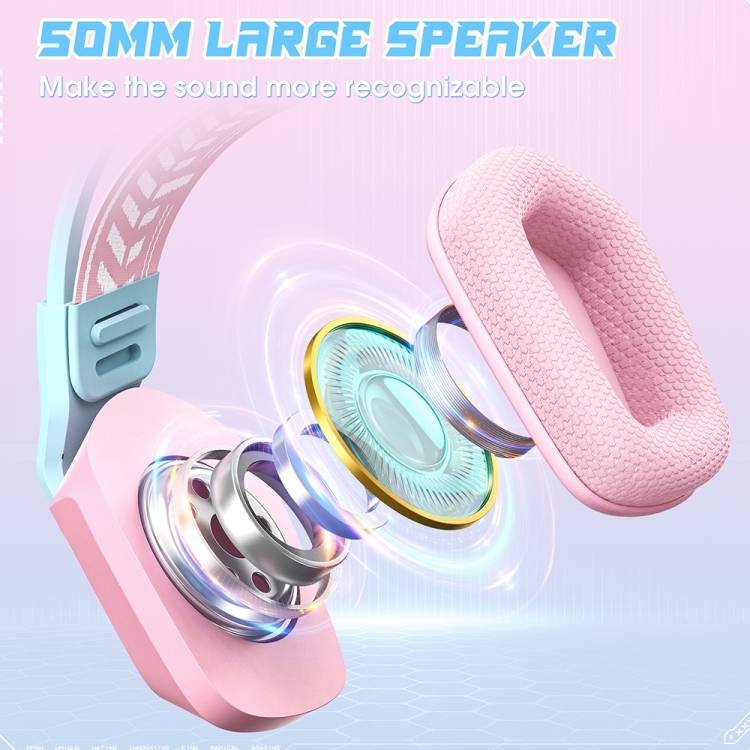 سماعات رأس سلكية للألعاب ONIKUMA X13 مزودة بإضاءة RGB وميكروفون مدمج ومنفذ USB ومنفذ 3.5 مم وكابل بطول 2.2 متر - وردي