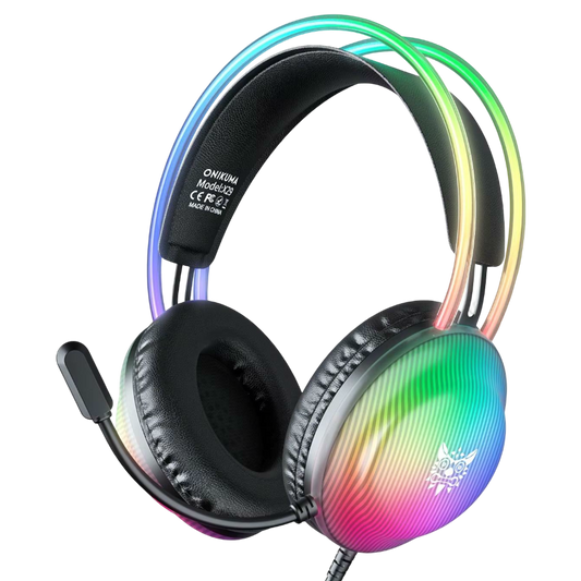 ONIKUMA X29 Wired Gaming Headset with RGB Lighting, Noise Reduction Mic, and 2.2m Cable – Black