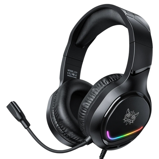 ONIKUMA X31 Wired Gaming Headset with Static RGB Lighting, ENC Mic, Dual Plug, and 2.2m Cable – Black