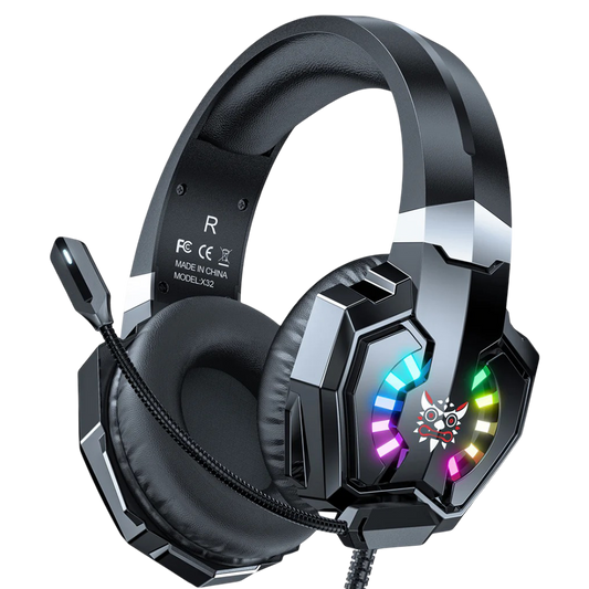 ONIKUMA X32 Wired Gaming Headset with Noise Cancelling Mic, LED Indicator, and 2.2m Cable – Black