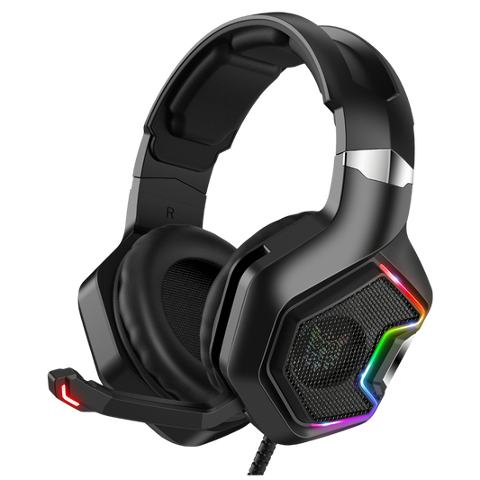 ONIKUMA K10 PRO Wired Gaming Headset with RGB Lighting, Built-in Mic, and 2.2m 3.5mm Cable – Black