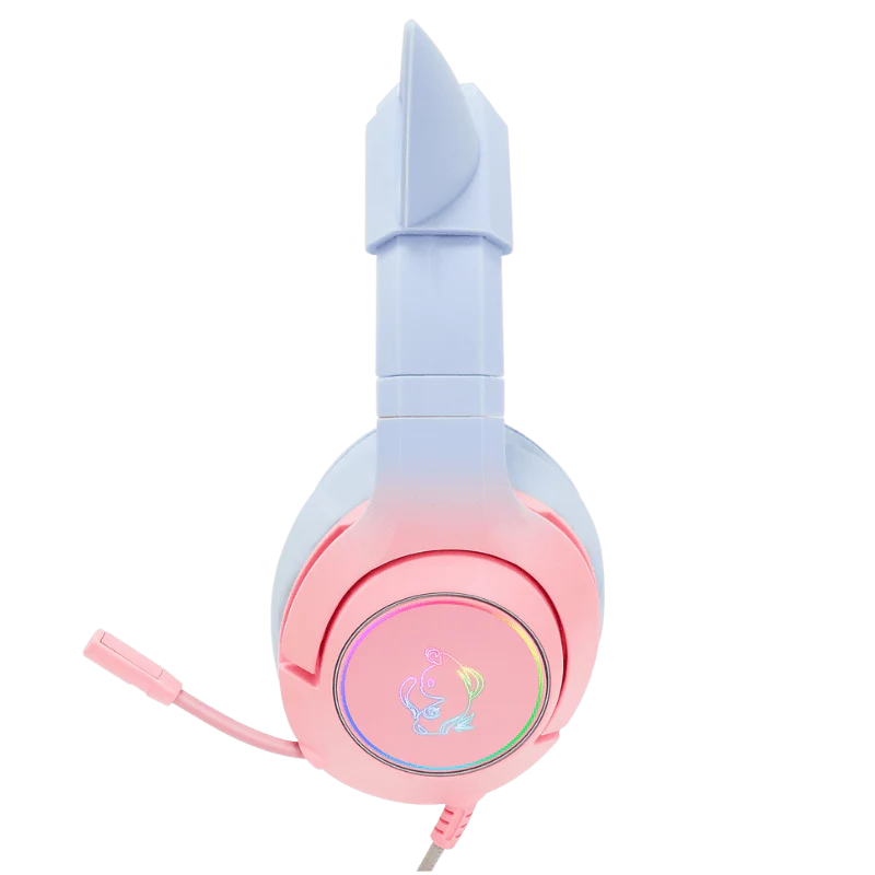 سماعة الألعاب السلكية ONIKUMA K9 بصوت محيطي 7.1، تصميم أذن القط RGB، اتصال USB، وكابل 2.2 متر - أزرق