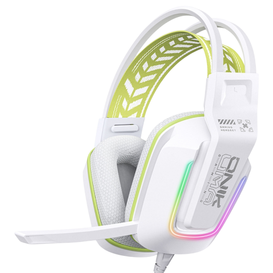 ONIKUMA X13 Wired Gaming Headphones with RGB Lighting, Built-in Mic, USB and 3.5mm Connection, and 2.2m Cable – White