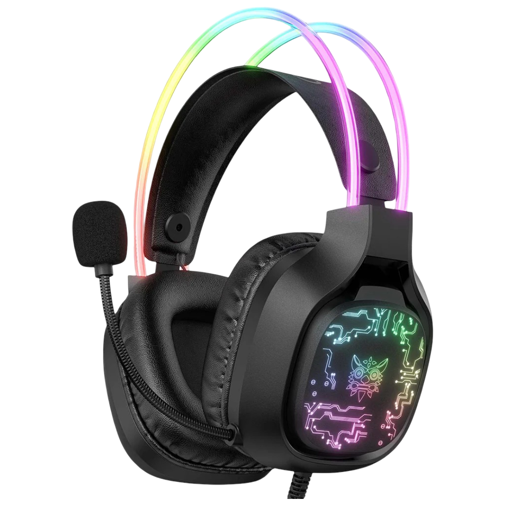 ONIKUMA X22 Wired Gaming Headset with RGB Headband Lighting, USB and 3.5mm Connection, and 1.8m Cable – Black
