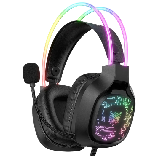 ONIKUMA X22 Wired Gaming Headset with RGB Headband Lighting, USB and 3.5mm Connection, and 1.8m Cable – Black