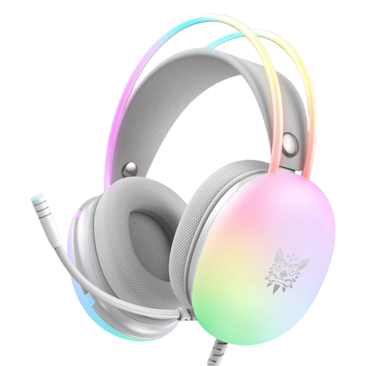 ONIKUMA X25 Wired Gaming Headset with RGB Lighting, USB and 3.5mm Connection, and 2m Cable – White