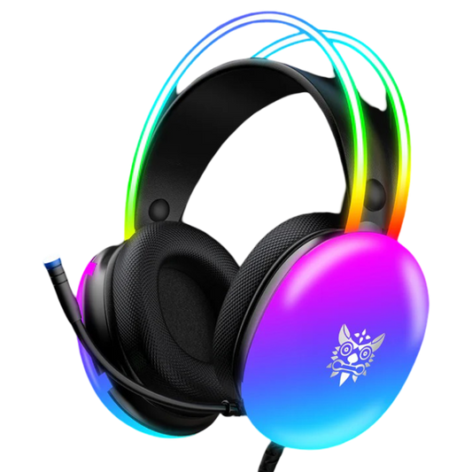 ONIKUMA X25 Wired Gaming Headset with RGB Lighting, USB and 3.5mm Connection, and 2m Cable – Black
