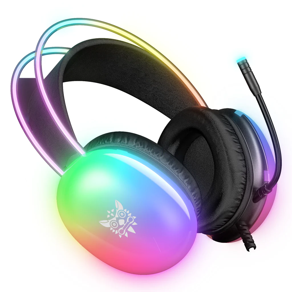 سماعة الألعاب السلكية ONIKUMA X25 مع إضاءة RGB، ومنفذ USB ومنفذ 3.5 مم، وكابل بطول 2 متر - أسود