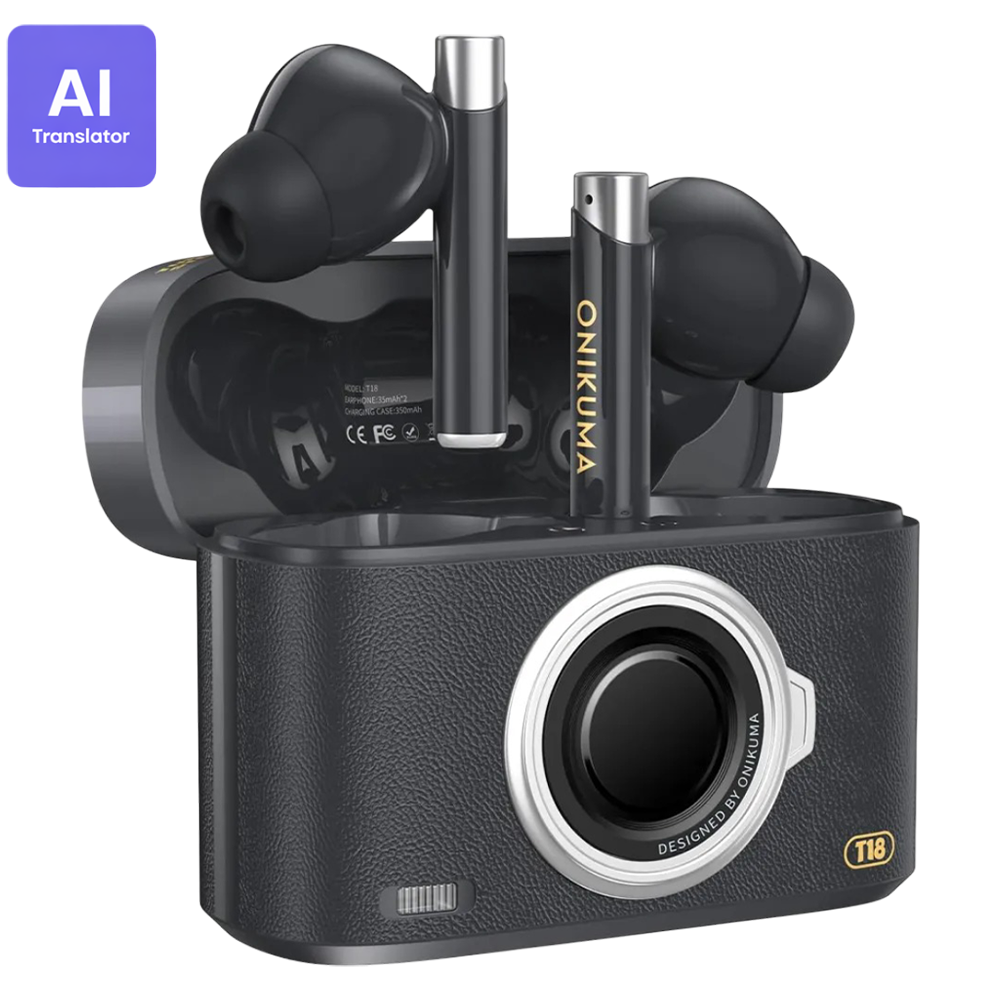 Onikuma T18 Wireless Gaming Earbuds Bluetooth 5.3 Noise Isolation-Live Translation With Type-C Charging 8 Hour Battery - Black