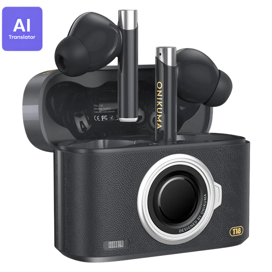 Onikuma T18 Wireless Gaming Earbuds Bluetooth 5.3 Noise Isolation-Live Translation With Type-C Charging 8 Hour Battery - Black
