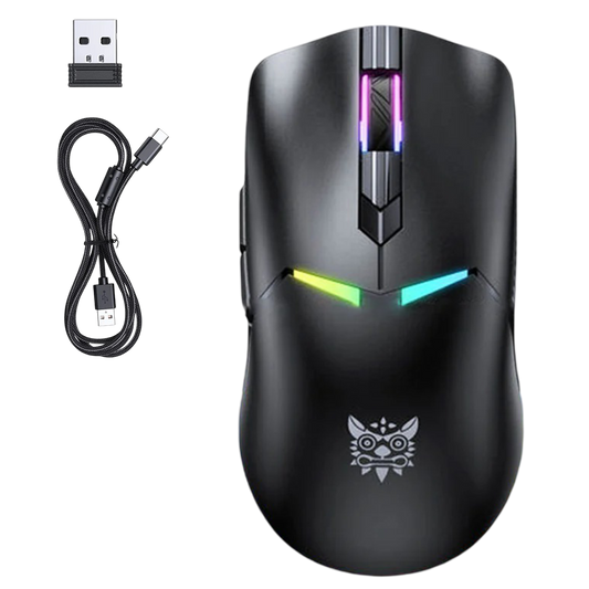 ONIKUMA CW928 Tri-Mode Wireless Gaming Mouse, RGB Lighting, 12000 DPI, 7 Buttons, and USB Receiver – Black