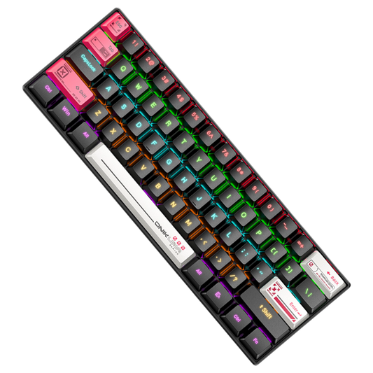 ONIKUMA G55 Wired Mechanical Gaming Keyboard with Brown Switches, RGB Backlighting, 61 Keys, and 1.8m Cable – Red and Black