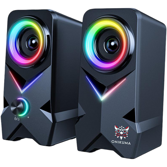 Onikuma L2 Wired Gaming Speaker USB and 3.5mm Connection RGB Light 2.5 Inch Full Range Sound 1.5 Meter Cable - Black