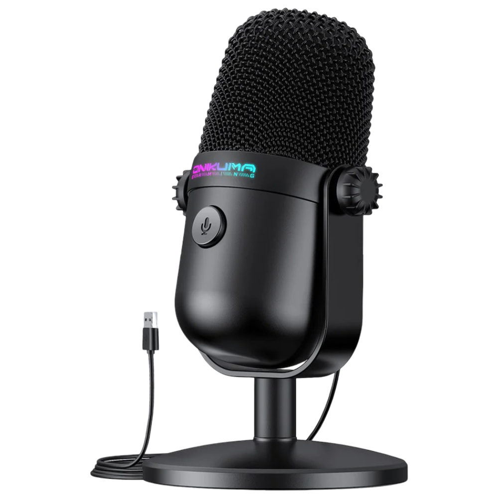 Onikuma M830 Wired Gaming Microphone USB and Type-C Connection RGB Light- Black