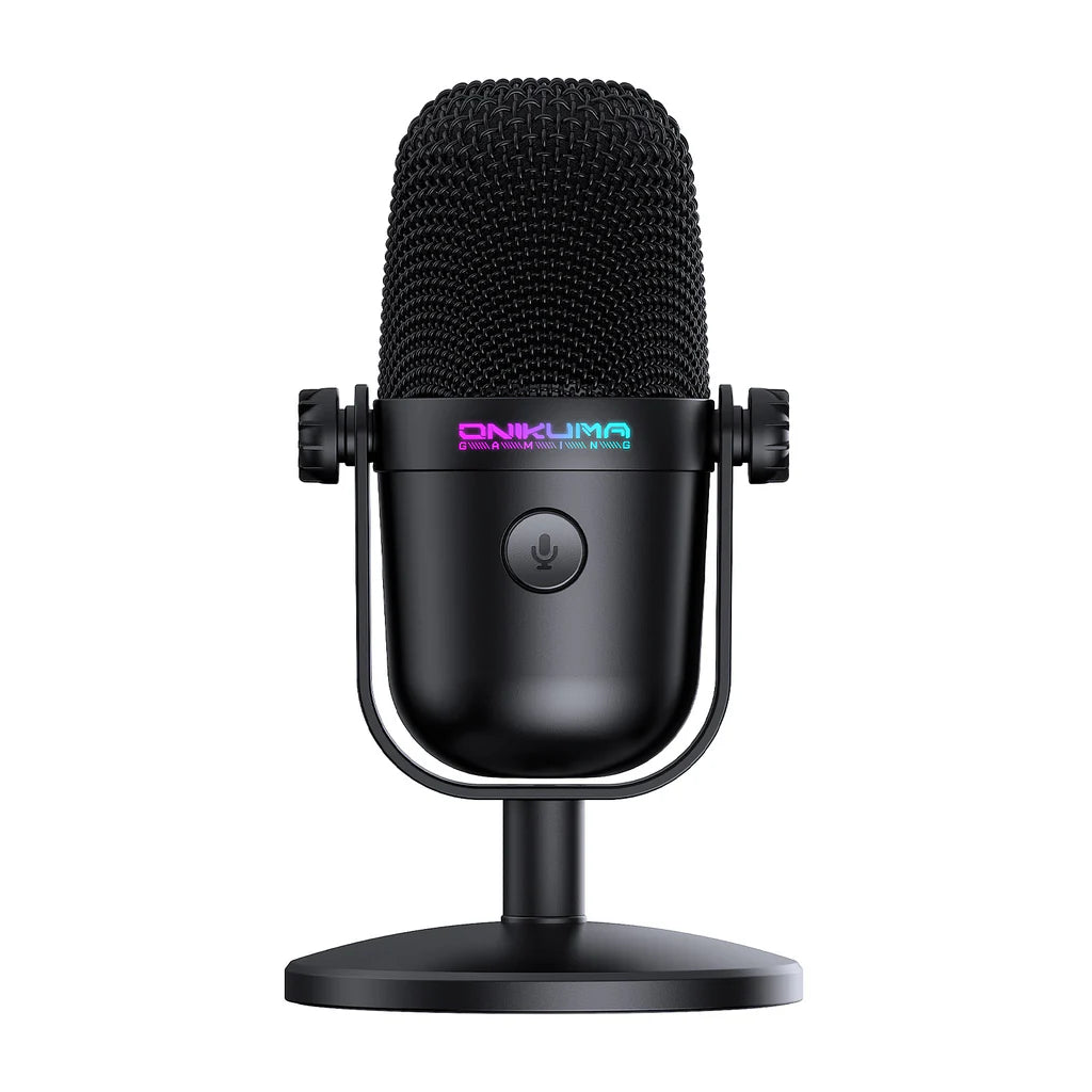 ميكروفون ألعاب سلكي Onikuma M830 مزود بمنفذ USB وType-C وإضاءة RGB - أسود
