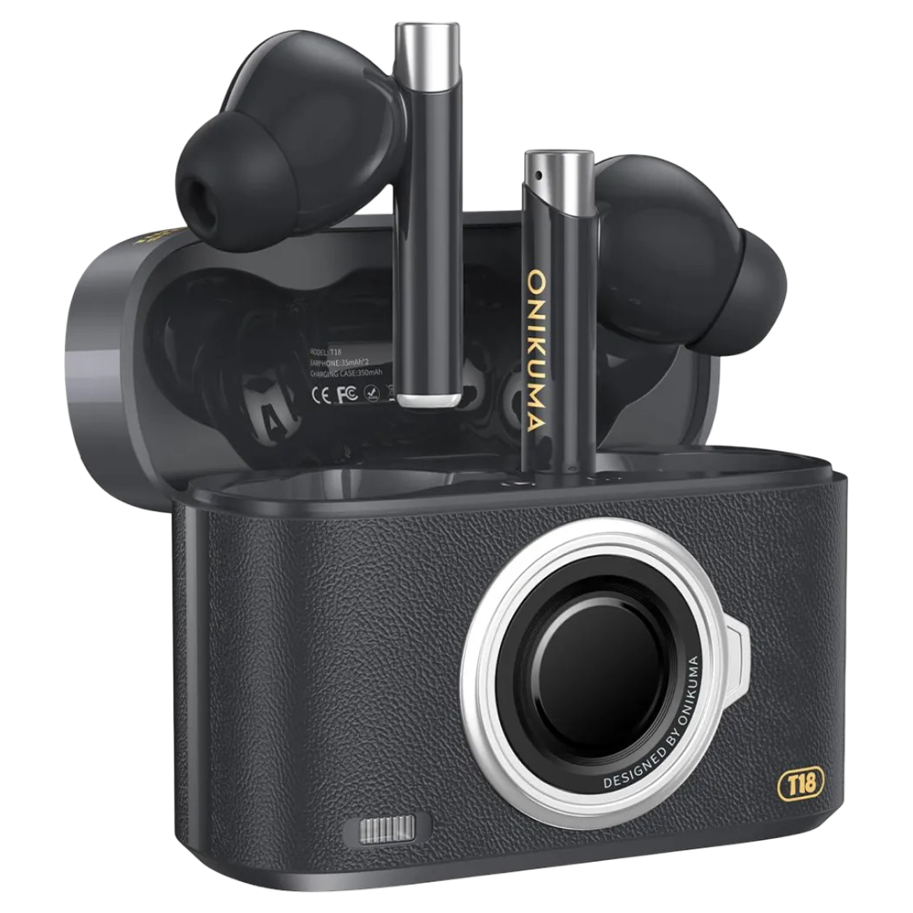 ONIKUMA T18 Wireless Gaming Earbuds with Bluetooth 5.3, Noise Isolation, Type-C Charging, and 8-Hour Battery – Black