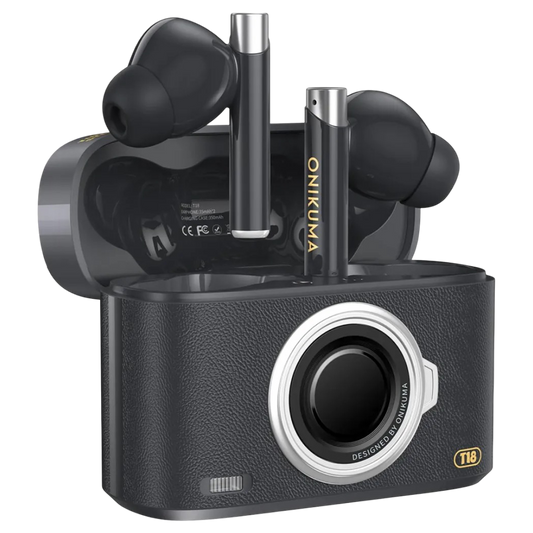 ONIKUMA T18 Wireless Gaming Earbuds with Bluetooth 5.3, Noise Isolation, Type-C Charging, and 8-Hour Battery – Black