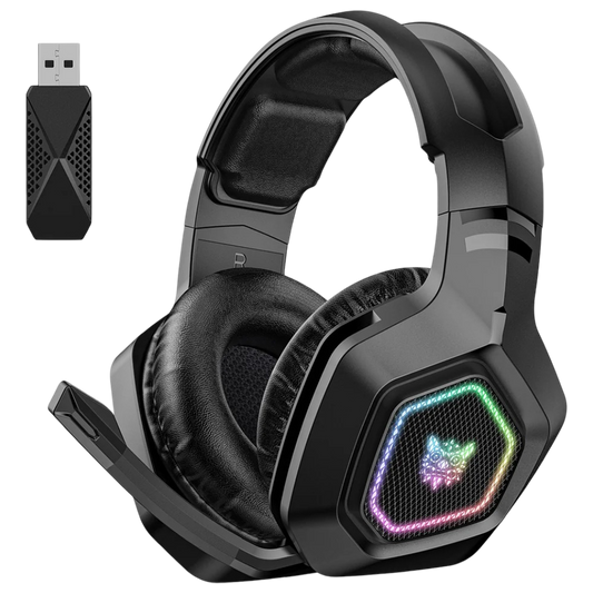 ONIKUMA B100 Tri-Mode Wireless Gaming Headset with 2.4G and Bluetooth 5.3, RGB Lighting, and 18-Hour Battery – Black
