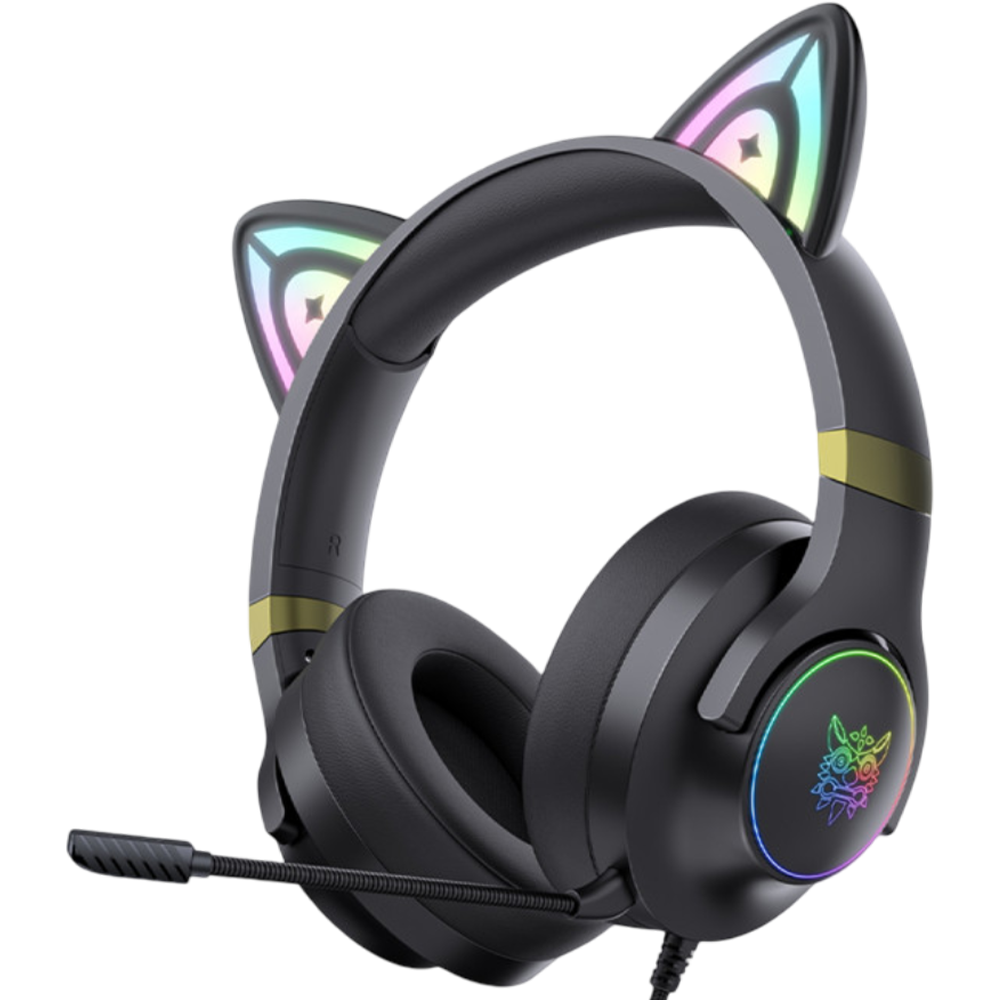 Onikuma X30 Wired Gaming Headphones USB and 3.5mm RGB Light Stereo Surround Sound 2.1 Meter Cable - Black