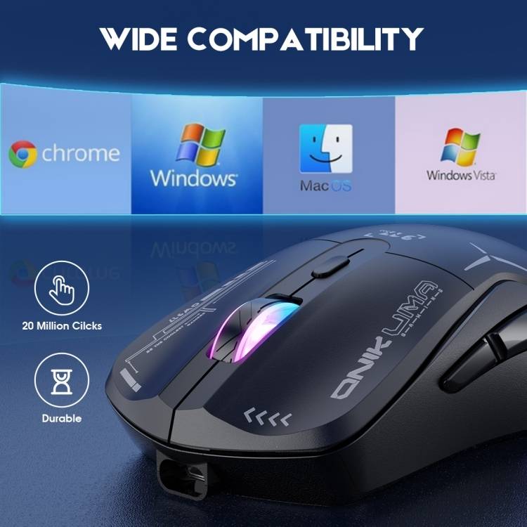 ماوس الألعاب ثنائي الوضع ONIKUMA CW917 مع إضاءة RGB، 4800 نقطة في البوصة، واتصال 2.4 جيجا بايت + USB - أسود